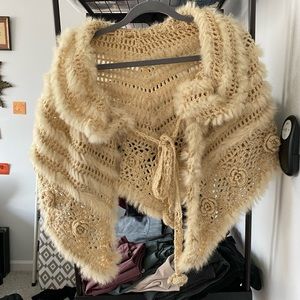 Crocheted Beige Shawl